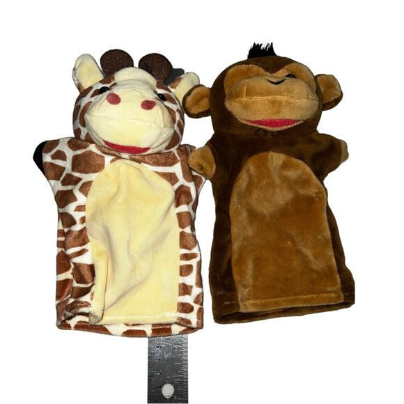 Melissa & Doug Safari Buddies Giraffe & Monkey Hand Puppets Plush Stuffed Animal - Picture 6 of 6